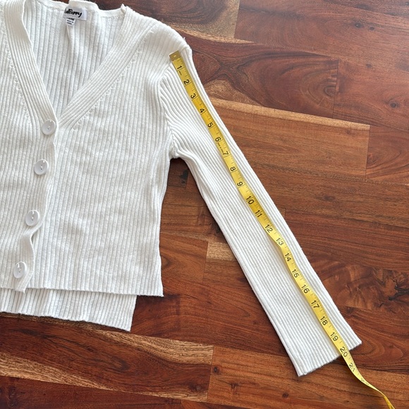 White Ribbed Button-Up Sweater - Picture 4 of 5